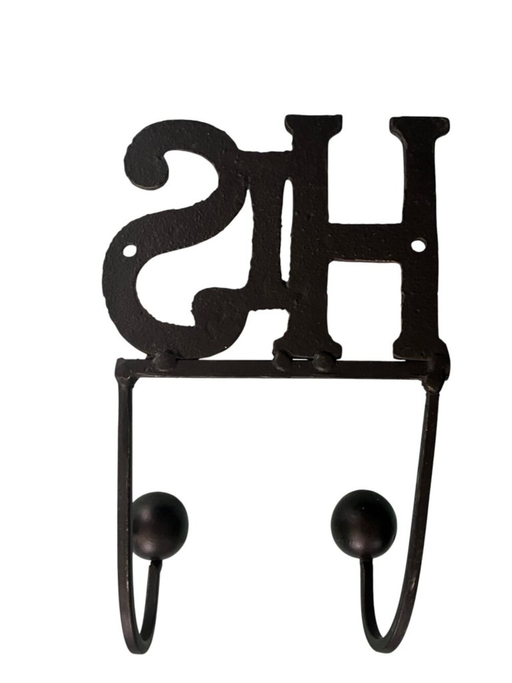 VINTAGE His & Hers Cast Iron Wall Hooks Black Double Hooks Bathroom Towel Rustic - Picture 4 of 13